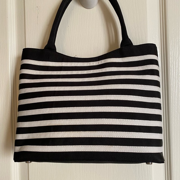 Talbots treated grosgrain ribbon purse. Red interior w/6” drop handle. Like new - Picture 2 of 5